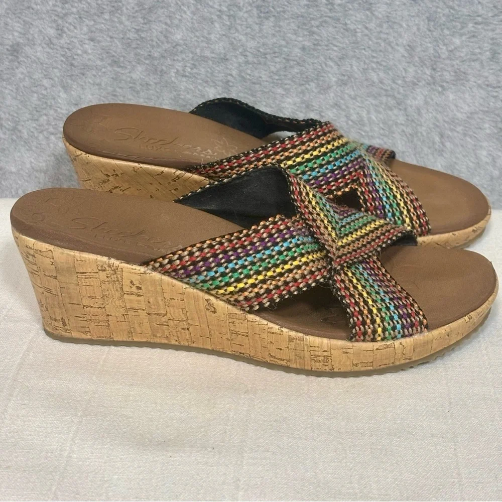 Skechers Beverlee - Delighted Heeled Wedge Sandal-Multicolored-Women Size 9